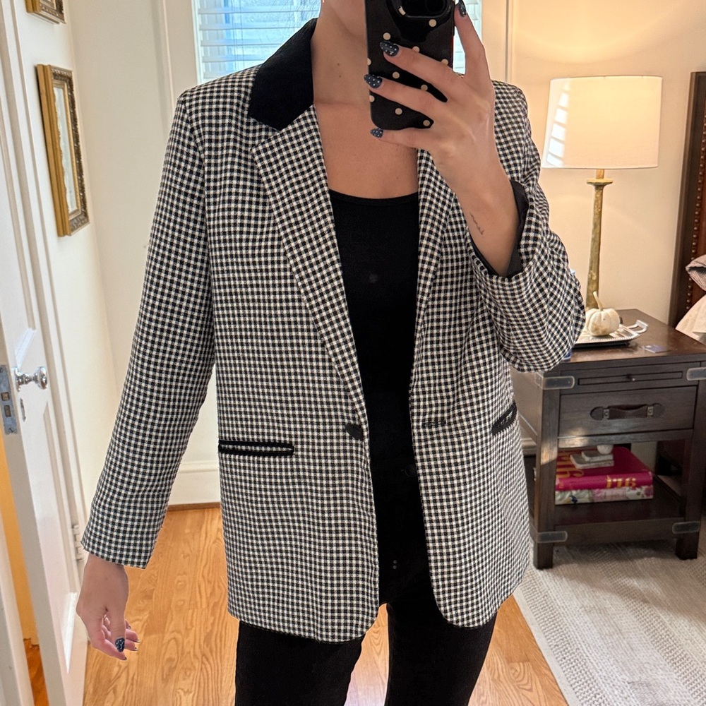 Women's Vintage Black Vintage and White Houndstooth Blazer
